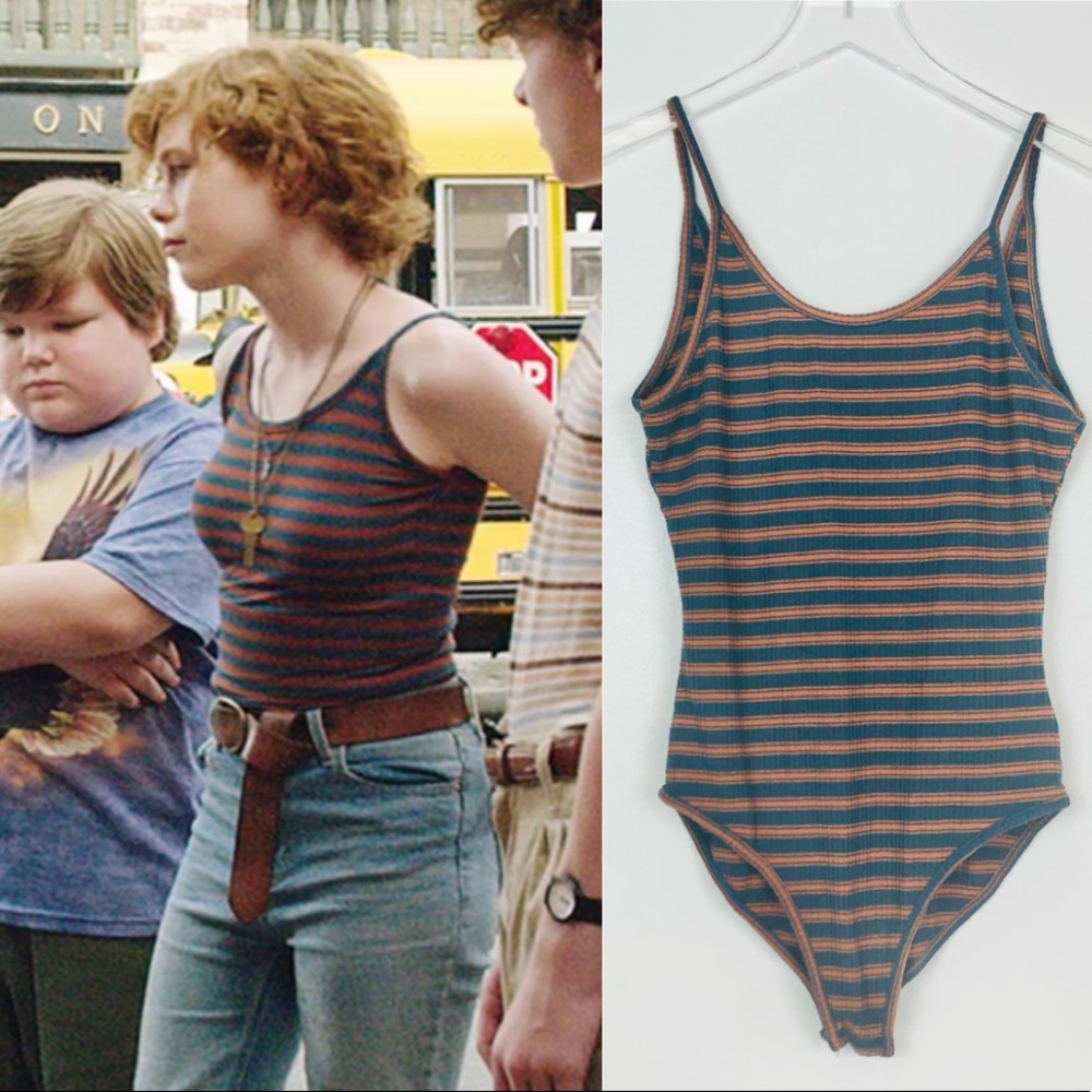 ASO Beverly Marsh Stephen King It Movie Striped Bodysuit Tank Top